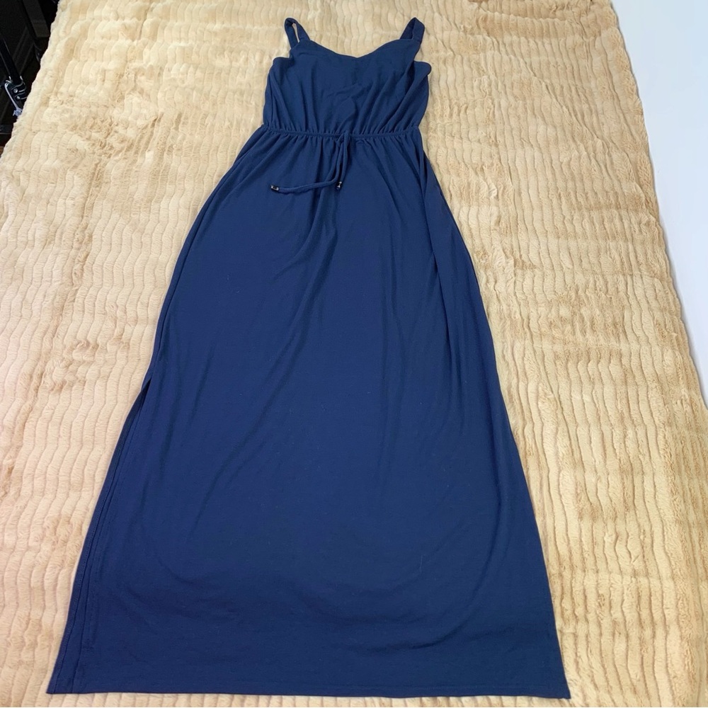 Lildy Navy Blue sleeveless elastic waist‎ Maxi Dress